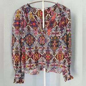 Veronica Beard Multicolor Paisley Print Blouse - Pink, Blue, Yellow, Brown